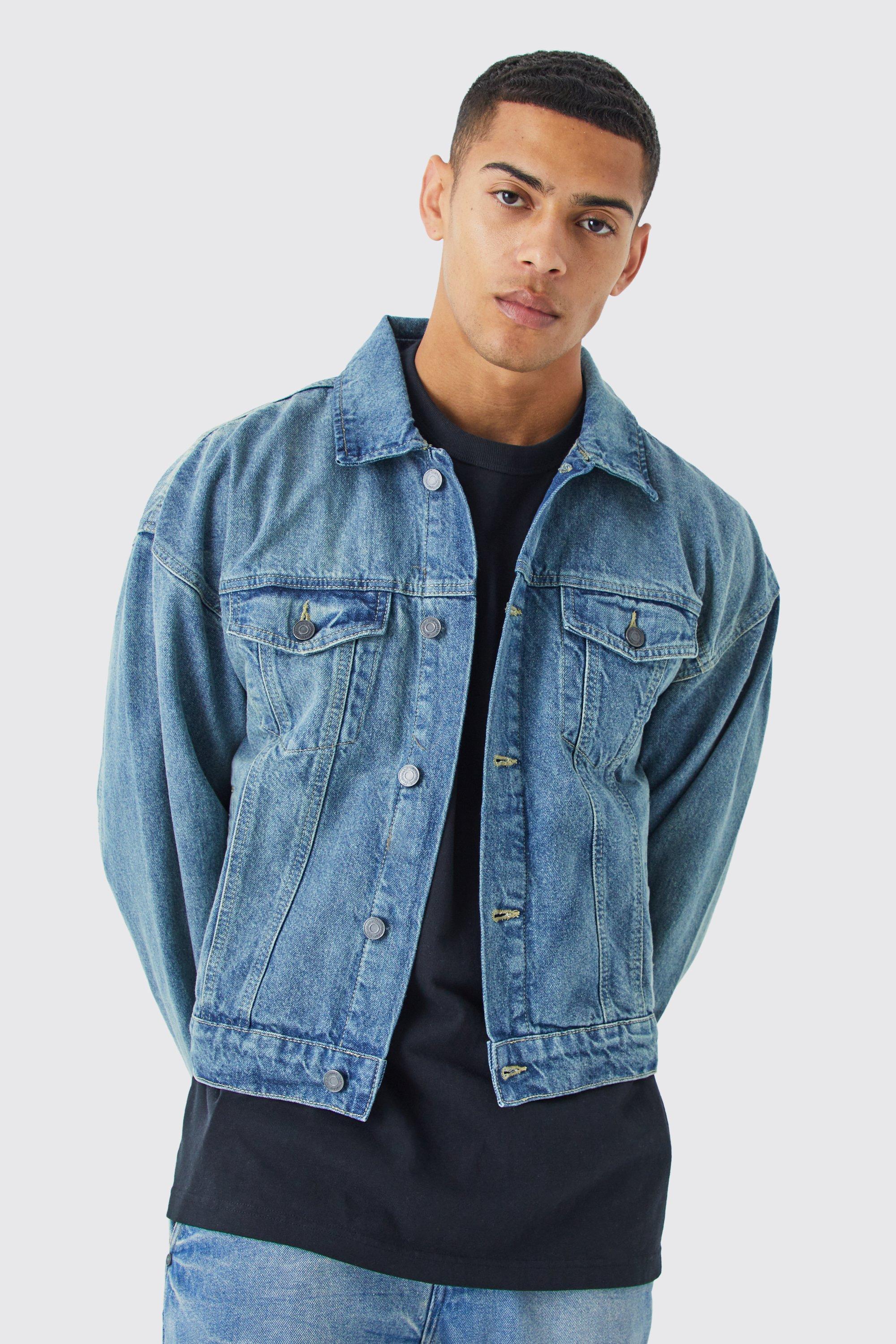 Boxy Fit Denim Jacket | boohooMAN USA